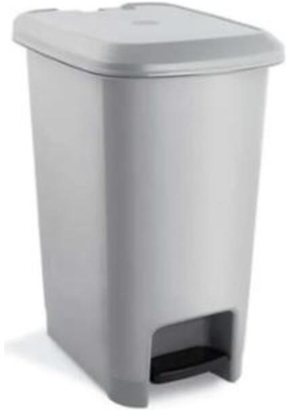 Şık Slim Pedallı Çöp Kovası 15 Lt Gri, Iç Kovası Yok, 320X230X400 mm
