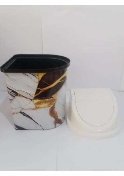 24X13 Cm, 3 Lt, Kapaklı, Karışık Mermer Desenli, Şık Çöp Kovası modelleri
