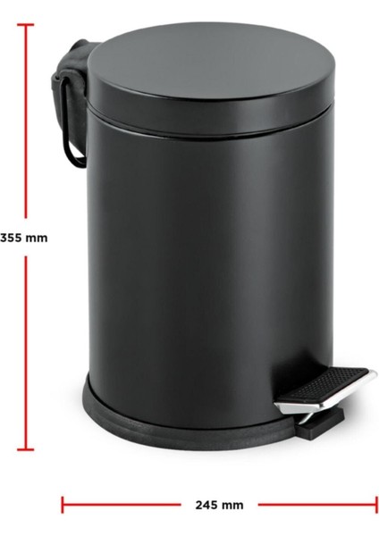 Siyah Pedallı Çöp Kovası 12 Lt, Pratik ve Şık Temizlik Gereci modelleri
