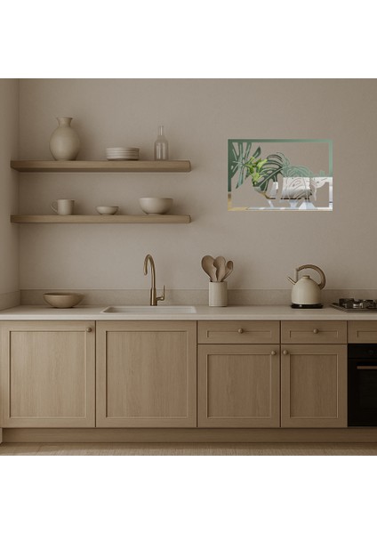 Monstera Yaprak Desenli Dekoratif Aynalı Tablo - 15869-1168 modelleri