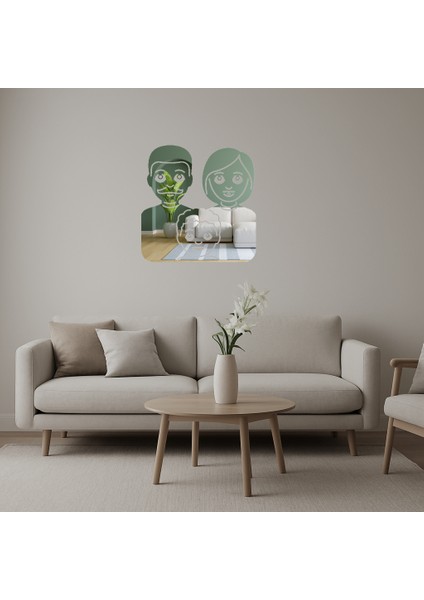 Iç Mekan Dekoratif Aile: Anne Baba ve Oğul Emoji Aynalı Tablosu - 19819-5235