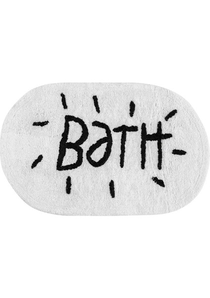 Siyah Yazı Nakışlı Banyo Paspası 50X80 Cm, Şık ve Kaliteli Kullanım Sağlar.