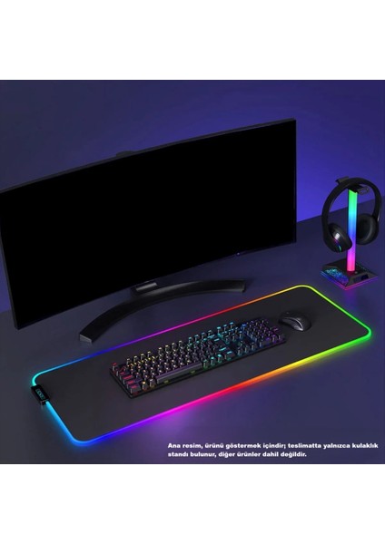 Gaming Rgb Kulaklık Standı 10 Mod 7 Renk Dokunmatik Kontrol Telefon Şarj Özellikli Gamer Ledli