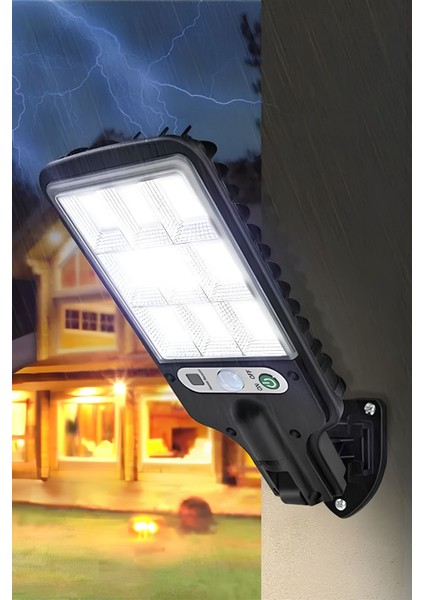 Güneş Enerjili Hareket Sensörlü 120 LED Bahçe ve Sokak Aydınlatması, 3 Modlu, Şık Tasarım