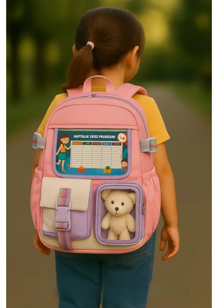 Peluş Oyuncaklı Sevimli Okul Çantası – Ilkokul ve Ortaokul Için Uygun + Ayıcık Hediyeli - Model6