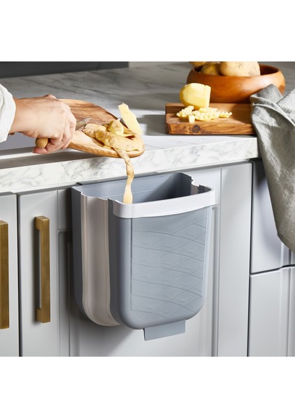 Katlanabilir Iç Dolap Çöp Kovası, Kahverengi, Pratik ve Şık Tasarım