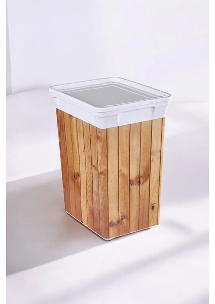 Beyaz 40 L Ahşap Görünümlü Plastik Çöp Kutusu fiyatları