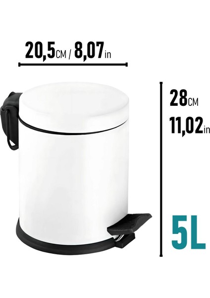 Beyaz Pedallı Çöp Kovası 5 Lt, Şık ve Kullanışlı Tasarım fiyatları