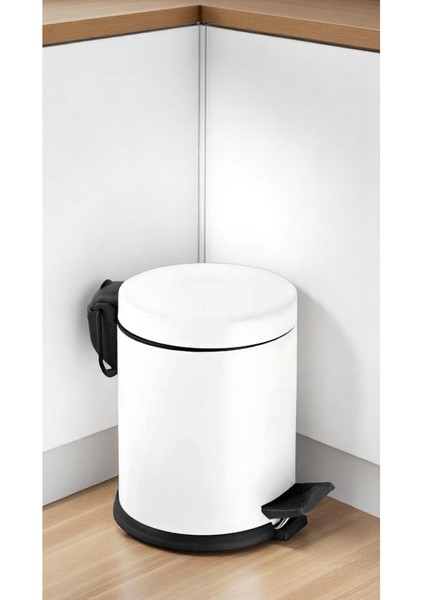 Beyaz Pedallı Çöp Kovası 5 Lt, Şık ve Kullanışlı Tasarım