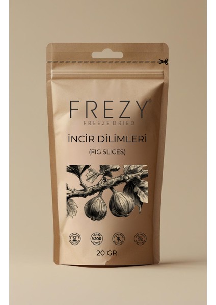 Frezy Freeze Dry Incir Dilimleri Dondurularak Kurutulmuş Sağlıklı Atıştırmalık Kuru Meyve Cipsi 20G