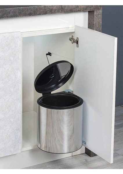 10L Paslanmaz Çelik Dolap Içi Kapaklı Çöp Kovası, Pratik ve Monte Edilebilir