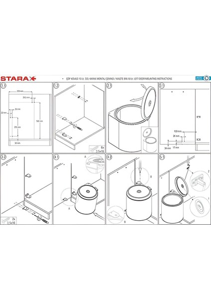 10L Paslanmaz Çelik Dolap Içi Kapaklı Çöp Kovası, Pratik ve Monte Edilebilir modelleri