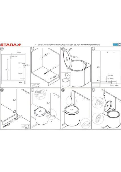 10L Paslanmaz Çelik Dolap Içi Kapaklı Çöp Kovası, Pratik ve Monte Edilebilir fırsatları