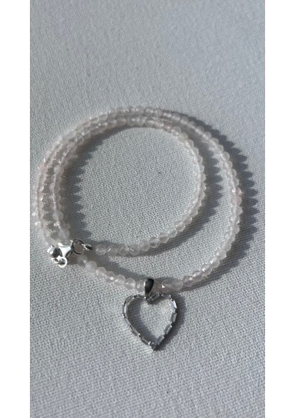 Pembe Kuvars 925 Ayar Kolye