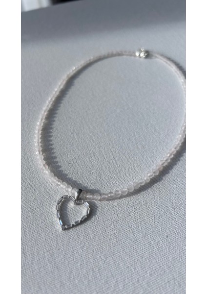 Pembe Kuvars 925 Ayar Kolye modelleri