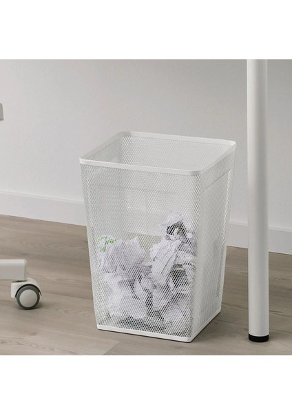 Çelik Çöp Kovası, 35 cm Yüksekliğinde, 26 cm Genişliğinde, Şık Beyaz Renk