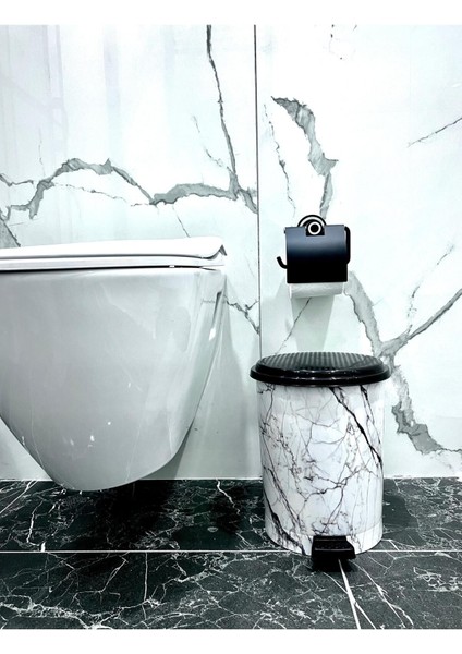 Şık Desenli 6 Litre Çöp Kovası, Beyaz Renkli, Pratik ve Dayanıklı Tasarım