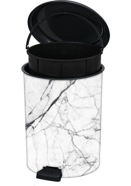 Şık Desenli 6 Litre Çöp Kovası, Beyaz Renkli, Pratik ve Dayanıklı Tasarım fırsatları