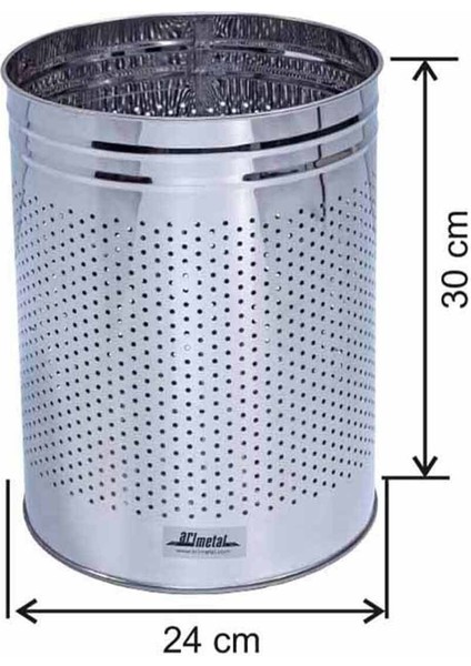 13 Litre Delikli Paslanmaz Çöp Kovası, Sağlam ve Şık Tasarım