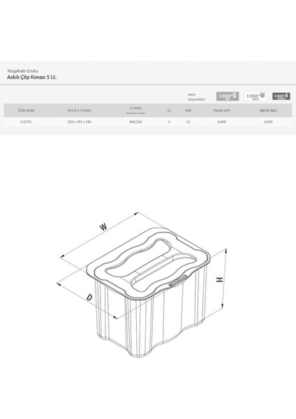 Askılı 5 Lt Çöp Kovası, Antrasit Renk, Pratik ve Şık Tasarım fiyatları