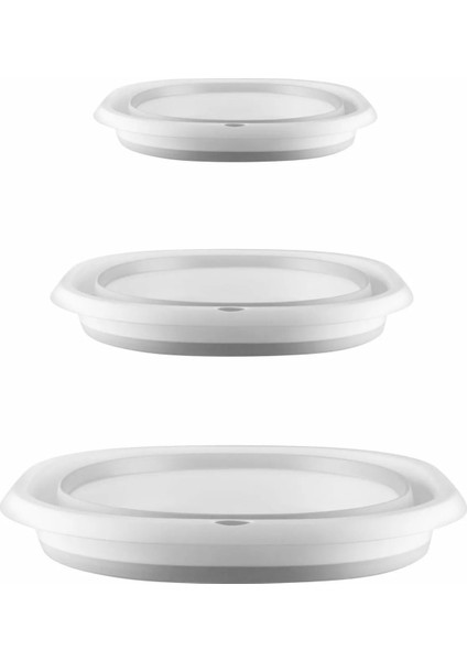 3'lü Katlanır Badya Seti, 2,7-10 Lt, Akordiyon Tasarım, Gri Renk modelleri