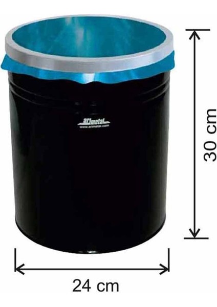 13 Lt Çemberli Boyalı Paslanmaz Çöp Kovası, Şık ve Dayanıklı Siyah Renkli