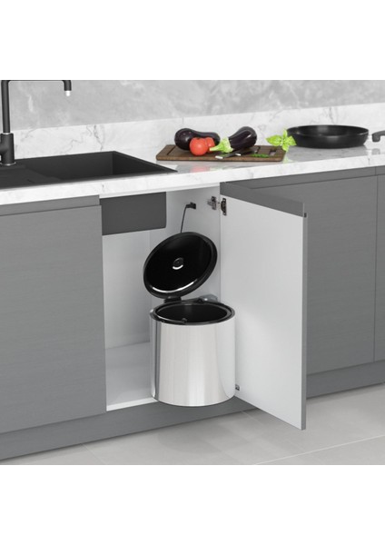 Krom Paslanmaz Çöp Kovası 10 Lt, Şık ve Dayanıklı, Çok Renkli Tasarım