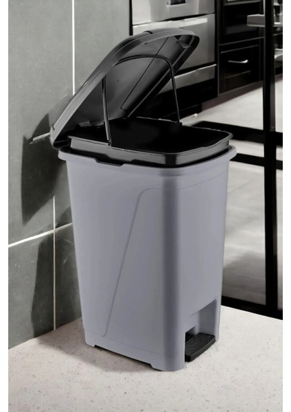 25 Litre Iç Kovalı Slim Pedallı Modern Çöp Kovası Gri