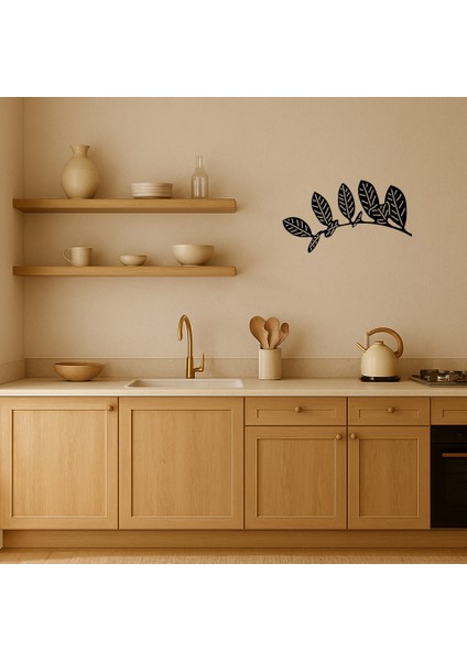 Zarif Yaprak Silüetli Mdf Dekoratif Tablo - 18433-5056 fiyatları