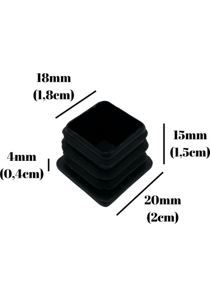Kare Demir Profil Iç Tapa Geçme Plastik Ayak Geçme Koruma PLASTIĞI(20MM)(SİYAH) indirimleri