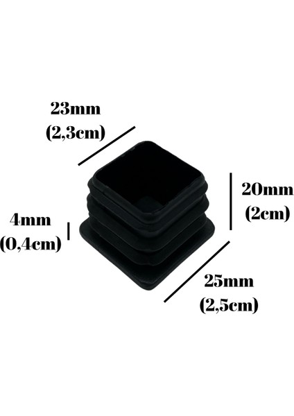 Kare Demir Profil Iç Tapa Geçme Plastik Ayak Geçme Koruma PLASTIĞI(25MM)(SİYAH) indirimleri