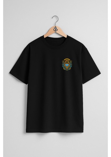 Oversize Vintage Diving Cep Tasarımlı Unisex T-Shirt