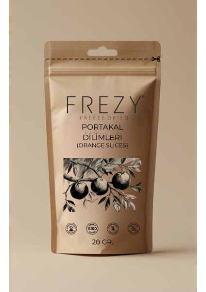 Frezy Freeze Dry Portakal Dilimleri Dondurularak Kurutulmuş Sağlıklı Atıştırmalık Kuru Meyve Cipsi 20G