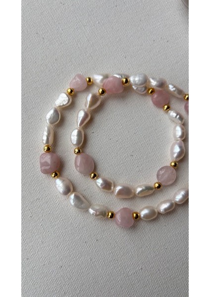 Inci Pembe Kuvars Kolye