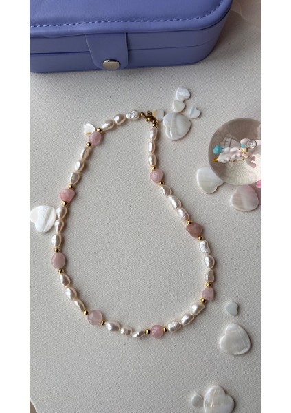 Inci Pembe Kuvars Kolye modelleri