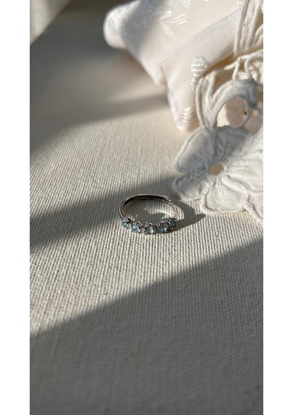 925 Ayar Gümüş Akuamarin Taşlı Yüzük