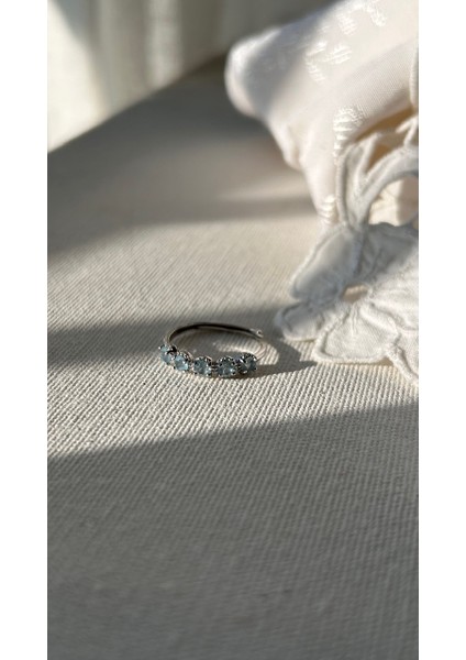 925 Ayar Gümüş Akuamarin Taşlı Yüzük fırsatları