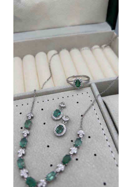 925 Ayar Gümüş Zümrüt Set indirimleri