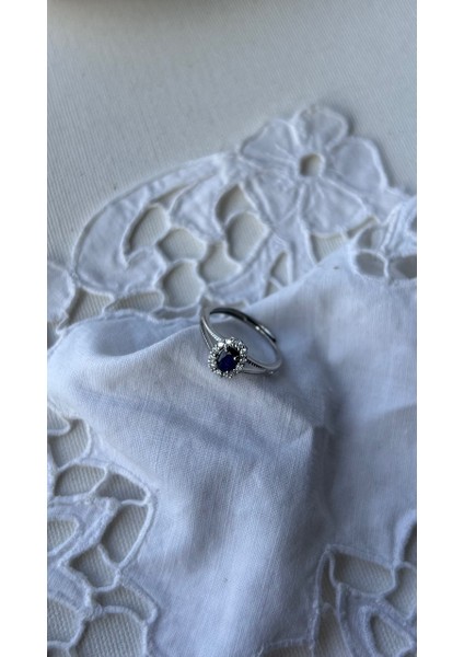 925 Ayar Gümüş Safir Taşlı Yüzük