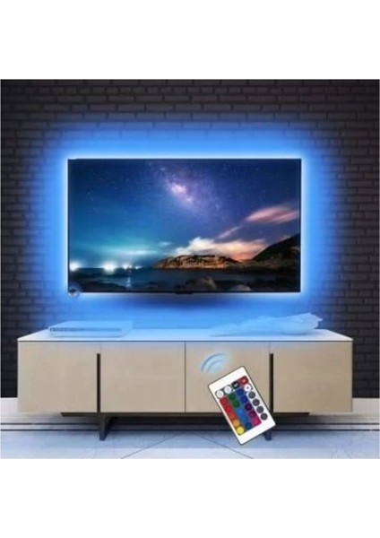 CT-4566 Uzaktan Kumandalı RGB Renkli LED Şerit Seti - TV Arkası Ambiyans Aydınlatması, 5V Su Geçirmez, 3 Metre