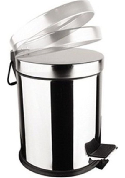 Paslanmaz Çöp Kovası 5 Lt Pedallı Gümüş Renk