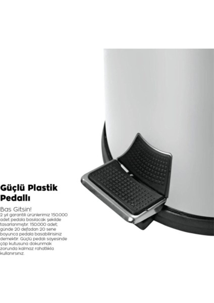 Paslanmaz Çöp Kovası 5 Lt Pedallı Gümüş Renk fırsatları