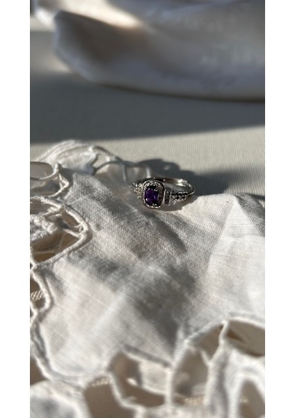 925 Ayar Gümüş Ametist Yüzük indirimleri