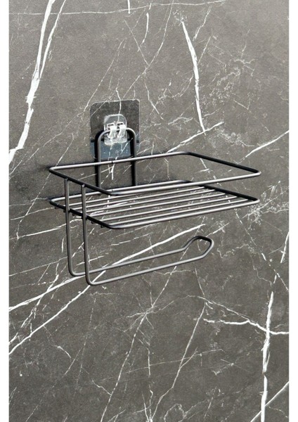 Yapışkanlı Siyah Metal Tuvalet Kağıdı Tutacağı, Modern ve Pratik Tasarım fırsatları