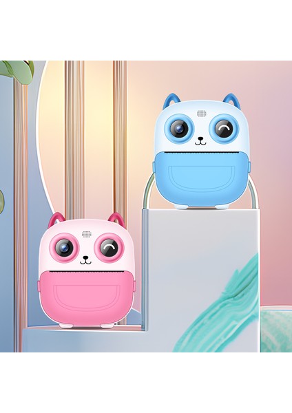 Çocuk Fotoğraf Makinesi 2.4inc Anında Baskı Hd Video Çift Kamera Müzikli Oyunlu Selfie Kamera Şarjlı