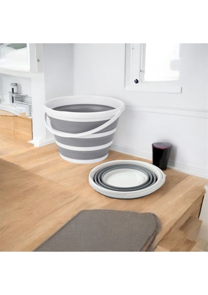 Katlanabilir 12,8 Lt Su Kovası, Pratik ve Hafif, Beyaz Renkli.