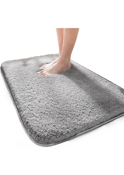 Peluş Banyo Paspası, Kaymaz Taban, Gri, 40X60CM