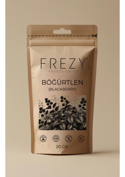 Frezy Freeze Dry Böğürtlen Dondurularak Kurutulmuş Sağlıklı Atıştırmalık Kuru Meyve Cipsi 20G