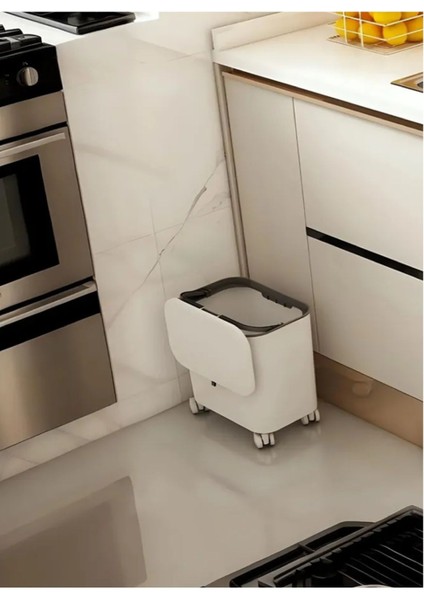 15 Litre Tekerlekli Kapaklı Çok Amaçlı Çöp Kovası, Beyaz, Pratik ve Hafif fiyatları