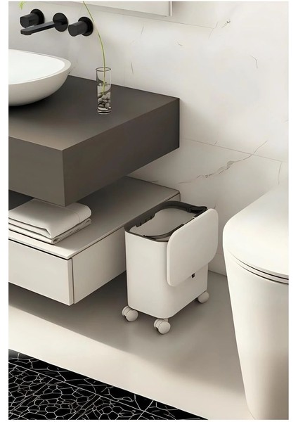 15 Litre Tekerlekli Kapaklı Çok Amaçlı Çöp Kovası, Beyaz, Pratik ve Hafif modelleri